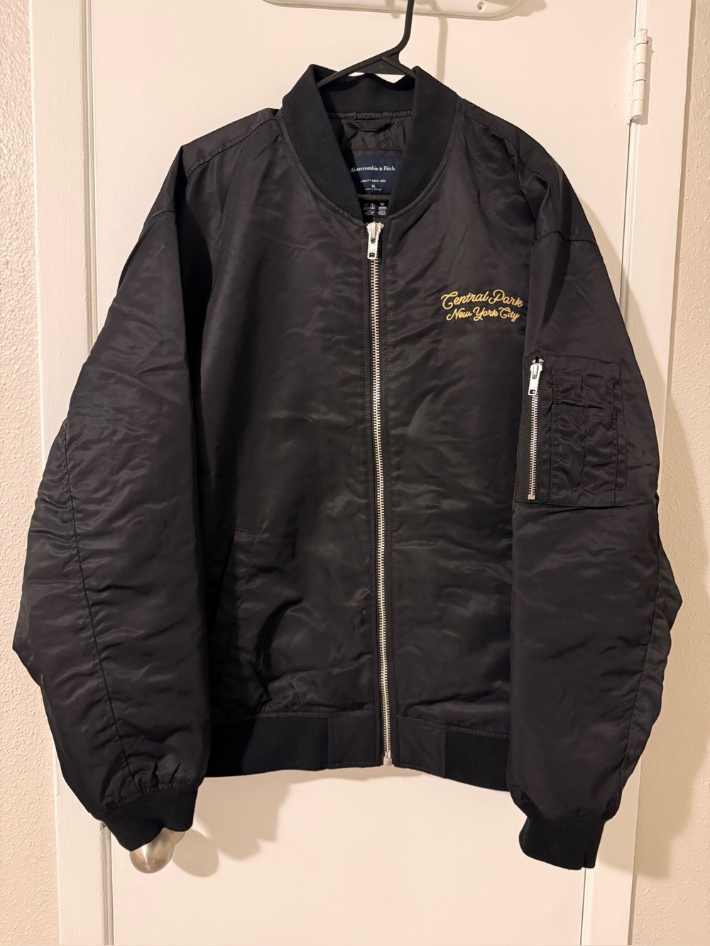 Abercrombie & Fitch oversized black bomber jacket